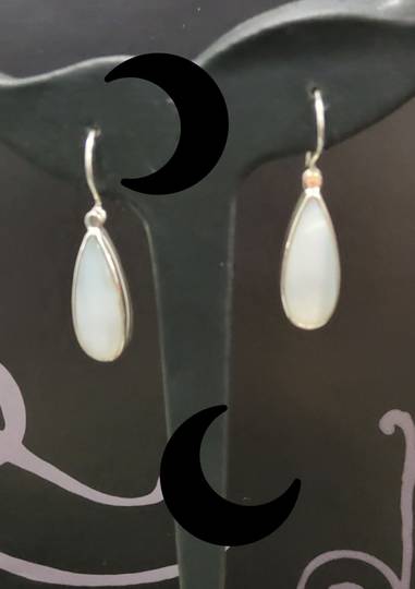 Sterling Silver Teardrop White Moonstone Earrings